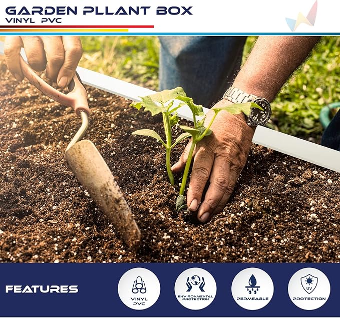 Windscreen4less 4 PCS 31x20x20 Vinyl Raised Bed White Planter Box for Patio Balcony Deck Vegetables Herbs and Succulents Outdoor Indoor