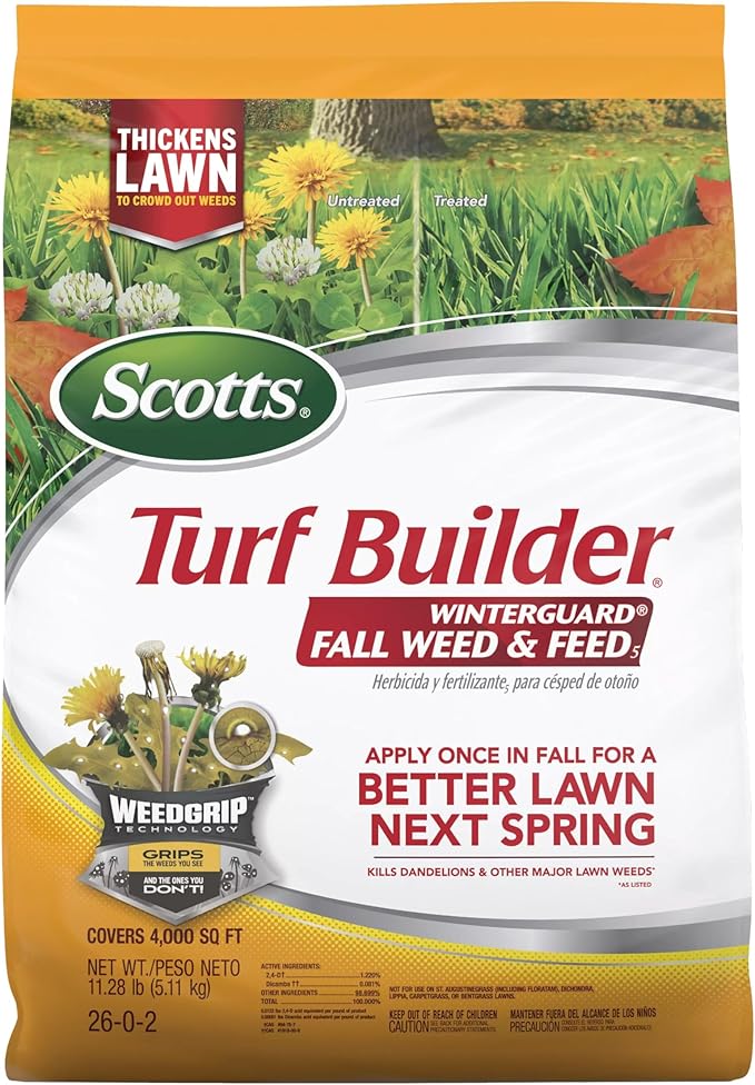 Scotts Turf Builder WinterGuard Fall Weed &amp Feed5 Weed Killer Plus Fall Fertilizer 4000 sq. ft. 11.28 lbs.
