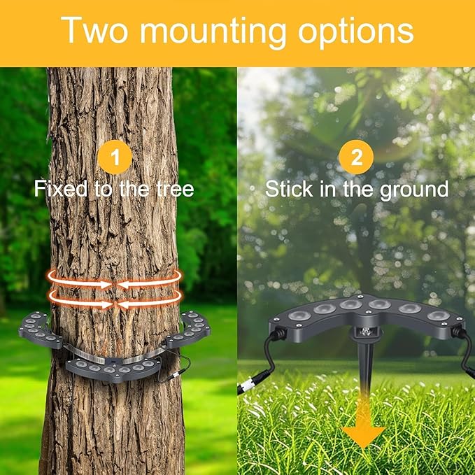 Solar Palm Tree Lights Outdoor Warm Light 3000K Solar Spotlights for Plam Trees 12000 mAh Batteries Solar Powered LED Ring Tree Lights up to 12+ Hours for Outside House Garden Landscape Large Trees