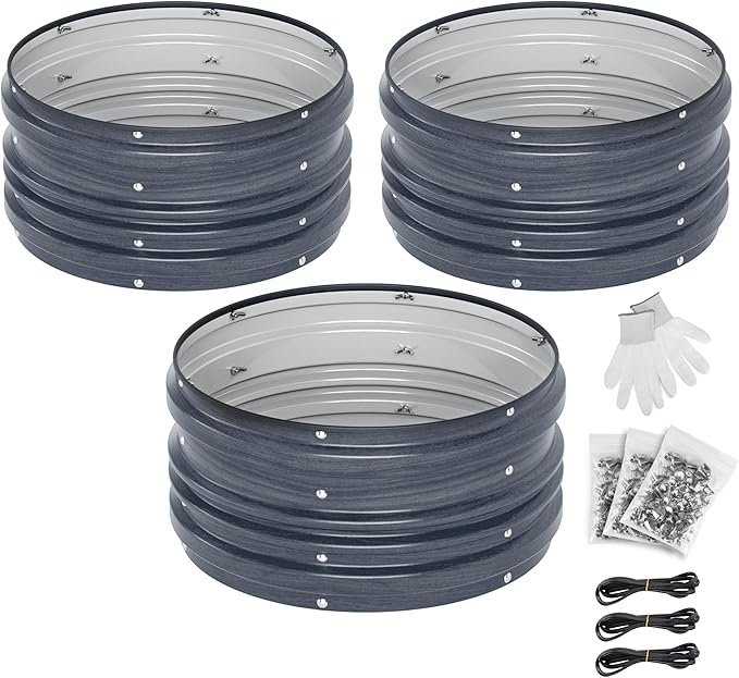 WORKPRO 3Pcs 2x2x1ft Galvanized Raised Garden Bed Set Rust &amp Corrosion Protection Easy Assembly Safe Edge Ideal for Vegetables &amp Flowers Dark Gray