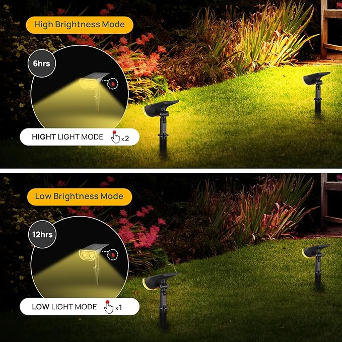 Linkind Solar Lights Outdoor StarRayS Bright Solar Spot Lights Outdoor IP67 Waterproof Spotlights for Landscape Garden Yard Walkway Patio Tree（Warm White 6 Pack）