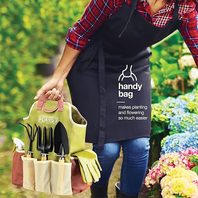 APSARAS USA Gardening Tools Garden Tool Set 10 Pieces Heavy Duty Sturdy Steel Gardening Tool Set with 600D Oxford Cloth Storage Tote Bag Durable Supplies Kit Perfect Garden Gifts for Father