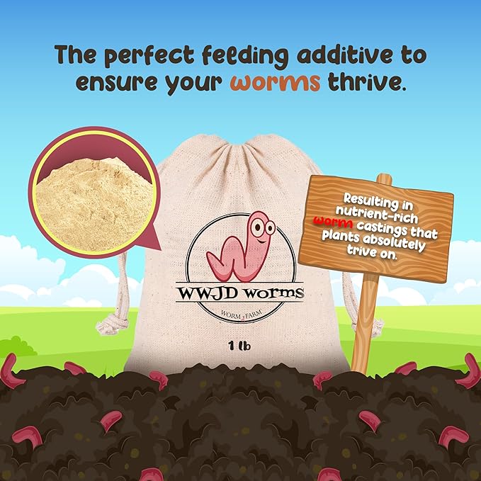Worm Food for Nightcrawlers &amp Red Wigglers - Mineral Rich Earthworm Chow Nutrient Blend Food for Worms That Boosts Composting Efficiency and Promotes Healthy Worm Bins 3 Pound