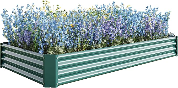 Raised Garden Beds Outdoor for Gardening 92 Large Galvanized Rectangular Plastic Raised Planter Garden Box for Fruit Vegetables Herbs Flowers Growing Bed for Lawn Patio Balcony Green