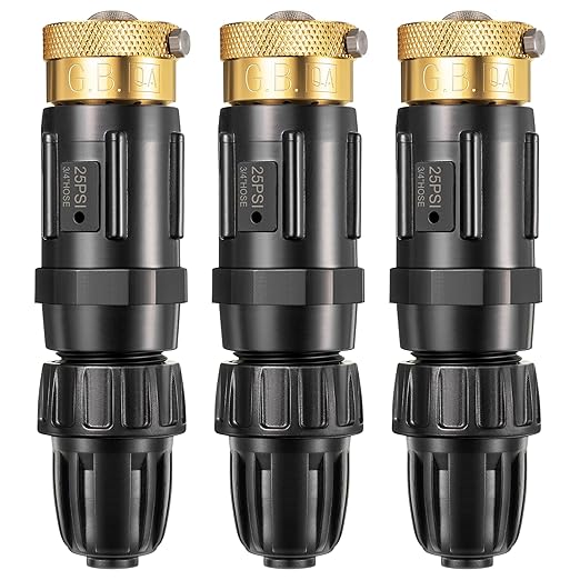 Feekoon 3 Set 25 Psi Drip Irrigation Faucet Adapter Kit 1/2'' Irrigation Tubing to 3/4'' Faucet Water Pressure Regulator Backflow Preventer with Filter Drip System Parts