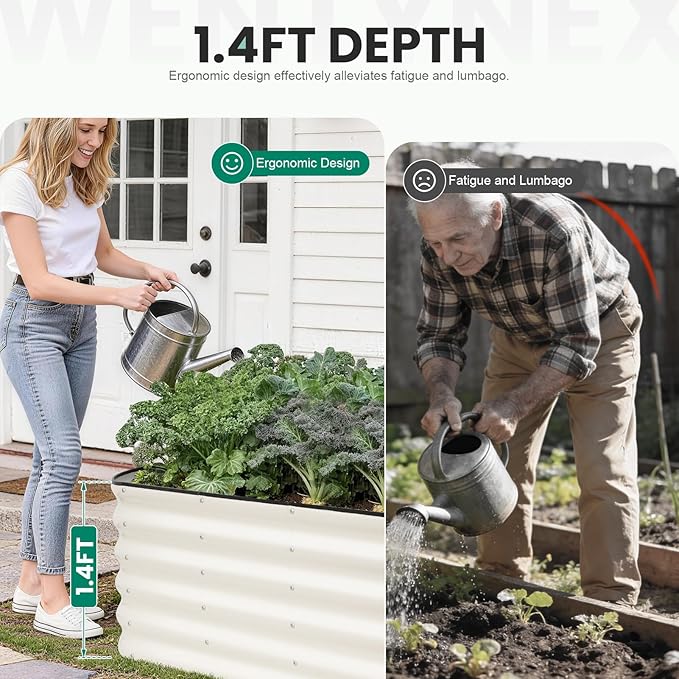 4×2×1.4FT Galvanized Raised Garden Bed Outdoor Metal Raised Garden Bed Kit Large Planter Raised Beds 3 In1 Modular Raised Planter Box OutdoorRaised Beds for Gardening for Vegetables Flowers Herbs