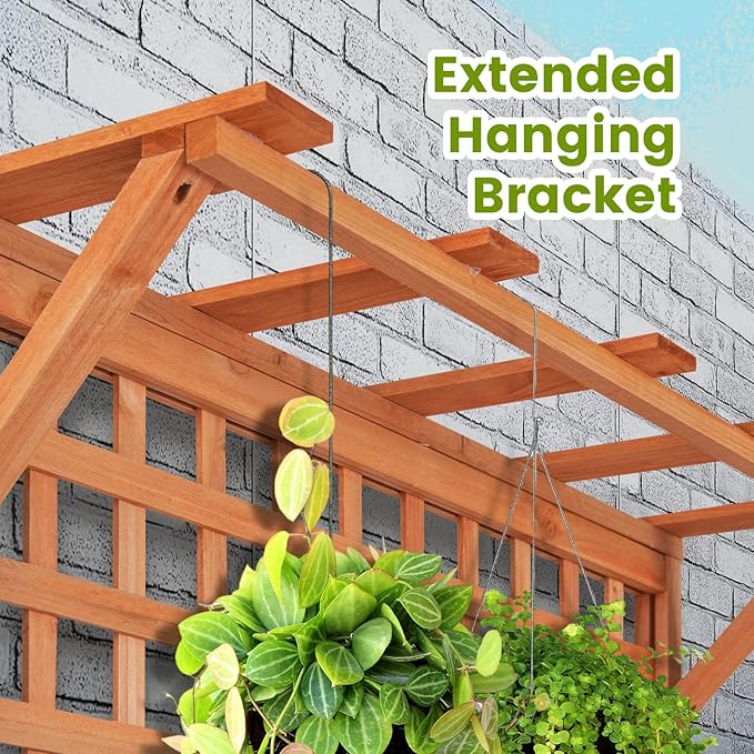 HAPPYGRILL Raised Garden Bed with Trellis 72.5 Planter Raised Bed with Drainage Holes Freestanding Garden Box for Vine Climbing Plants Wooden Planter Box for Yard Balcony (1 Orange)