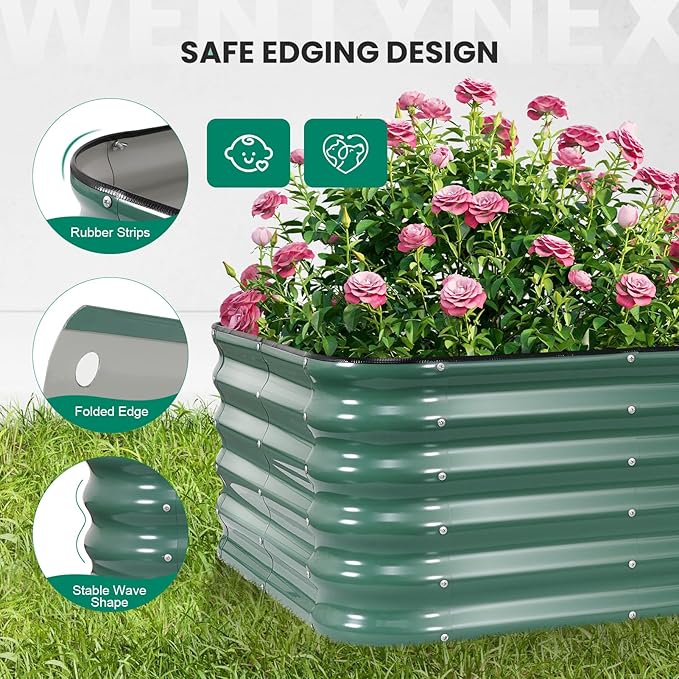 5×3×1.4FT Galvanized Raised Garden Bed Outdoor Metal Raised Garden Bed Kit Large Planter Raised Beds 4 In1 Modular Raised Planter Box OutdoorRaised Beds for Gardening for Vegetables Flowers Herbs