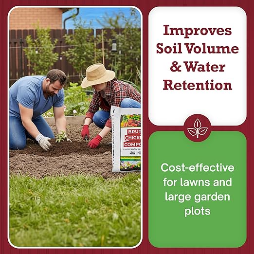 Brut Chicken Compost – Nutrient-Rich 100% Composted Chicken Manure Soil Amendment – Safe Pure Organic Compost – Additive-Free Soil Fertilizer for Vegetable Gardens Flowers Indoor Plants – 1CubicFt