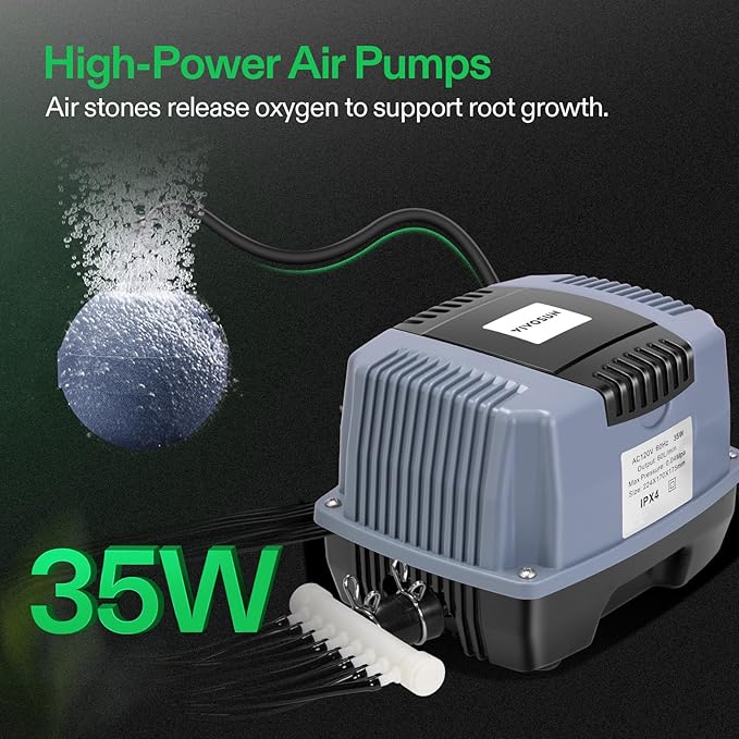 VIVOSUN DWC Hydroponics Grow System with Top Drip Kit 5-Gallon Deep Water Culture Recirculating Drip Garden System with Multi-Purpose Air Hose Air Pump and Air Stone (8 Buckets + Top Drip Kit)