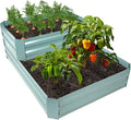 Sunnydaze 2-Tier Galvanized Steel Raised Garden Bed - for Flowers Plants and Vegetables - 94.5-Gal Soil Capacity - Green