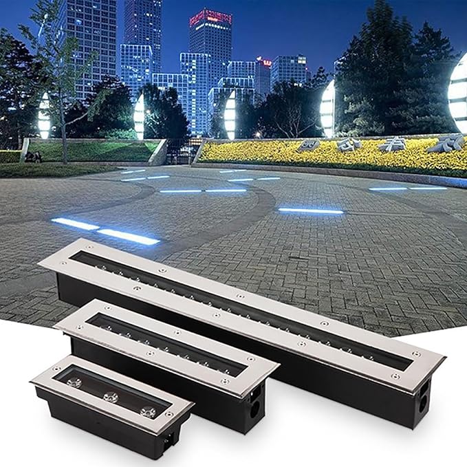 Buried Lights - LED Landscape Lights Outdoor Stainless Steel Long Strip Decorate Light Ip67 ?Waterproof Embedded Aisle Steps Corridor Strip Spotlight Wall wasGreen-9w