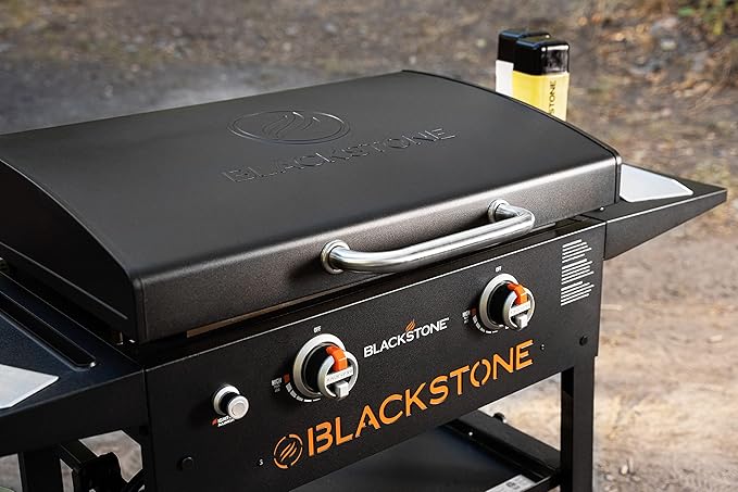 BLACKSTONE 1883 Original 28” Griddle with Integrated Protective Hood and Counter Height Side Shelves Powder Coated Steel Black