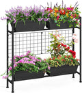 OYEAL Raised Garden Bed with Legs &amp Trellis 32 Tall Vertical Garden Planter Boxes Outdoor Flower Bed for Gardening Vegetables Flowers Herbs Backyard Grey