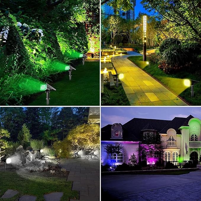 Outdoor Buried Lights IP65 Waterproof RGB Solar Color Lamp Powered Security Garden Spotlights Wall Lamp Landscape Lights for Yard Garden Pathway(2PCS)