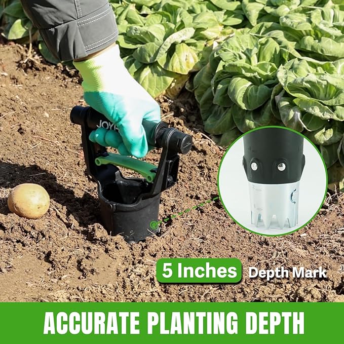 JOYHALO Garden Bulb Planter Tool 5 inch Depth Bulb Planting Tool Gardening Garden Tools Automatic Soil Release Bulb Planters for Plants Seeds &amp Bulbs Tulip Daffodils Dahlias Lilies Onions
