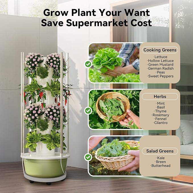 BAOSHISHAN Hydroponic Tower and Silent Wheel Mobile Tray