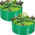 2Pcs 3X3X1.5 Ft Round Galvanized Raised Garden Bed Kit Green Outdoor Planter Garden Bed Metal Raised Box for Fruits Vegetables and Herb Fire Pit Rings