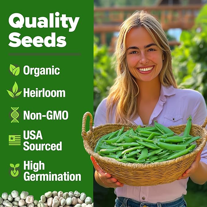 HOME GROWN - Snap Pea Seeds for Planting - Organic Heirloom Cascadia Variety 100 &amp San Marzano Tomato 132 &amp Persian Cucumber 50 &amp Banana Pepper 94