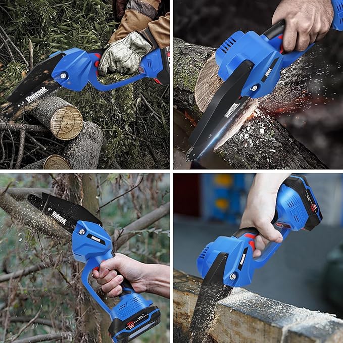 Chainsaw 6 Inch Mini Electric Chain Saw Cordless Battery PoweredHand Held Saw Pruning Shears Chain for Tree BranchesCourtyardHousehold and Garden Gifts for Men Dad Husband Women