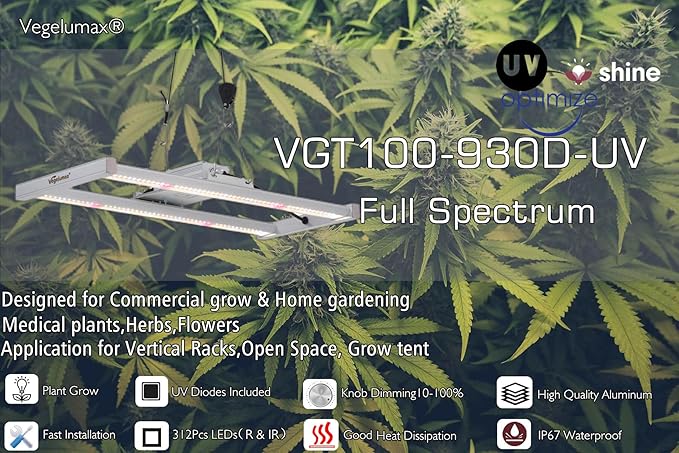 100W LED Grow Light BarUV IR Diodes IncludedSunlike Full Spectrum Growing Lamp for Horticulture Indoor Plant Growth Veg Flowering Fruiting3300KAluminum Heat SinkPower Dimmable