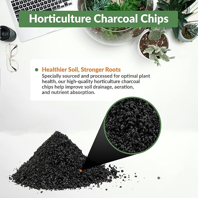 Old Potters Premium Horticultural Charcoal Chips Natural Soil Amendment for Areation and Healthy Microbe and Plant Growth. (24 Quarts)