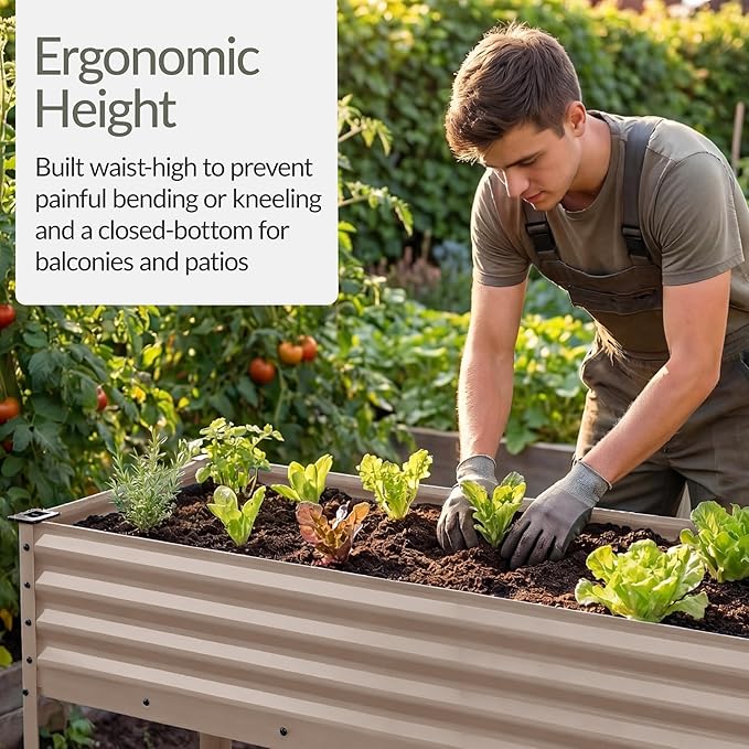 Best Choice Products 48x24x30in Galvanized Raised Garden Bed Metal Elevated Planter Box Vegetable Garden for Backyard Patio Balcony - Taupe