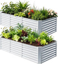 8x4x2FT Galvanized Raised Garden BedOutdoor Planter Box Patio Kit Planting Bed for Vegetables Flowers HerbSilver 2 Pack