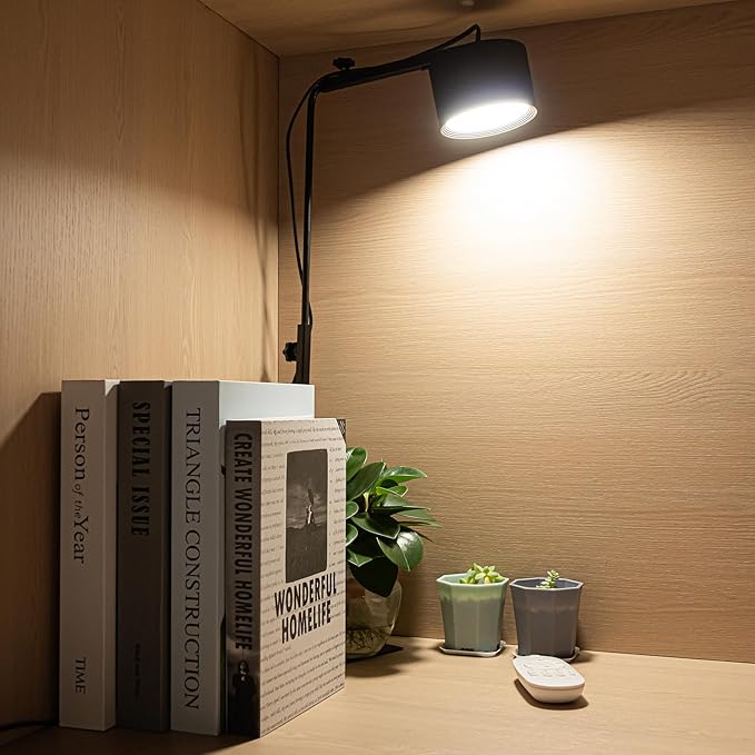 9W Remote Dimmable 4000K Natural Full Spectrum Spot Lamp Growth Promotion with Black Free Standing Plant Grow Stand Adjusted Height 15Ft Plug-in Timing Cord for Indoor Plants