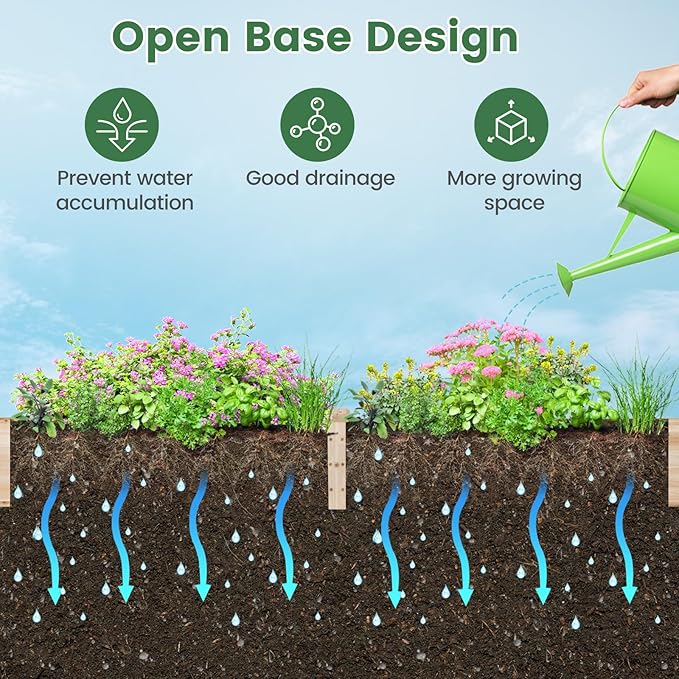 Giantex Raised Garden Bed with Trellis 93 L x 25 W x 40 H Wood Planter Box for Vegetables Flowers Herbs Fruits Climbing Plants Cucumber Easy Assembly Outdoor Rectangular Floor Gardening Beds