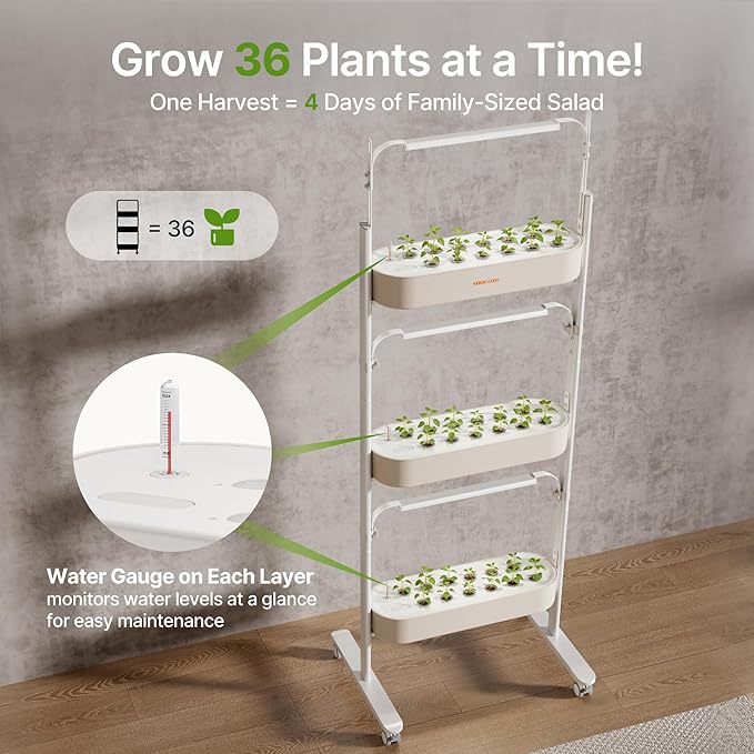 SUNCOZE 3-Tier Hydroponics Growing System Kit with 36 Pods – Full Spectrum Grow Lights Hydroponic System Equipped with Smart Controller Indoor Herb Garden Kit for Vegetables Herbs Fruits&ampFlowe
