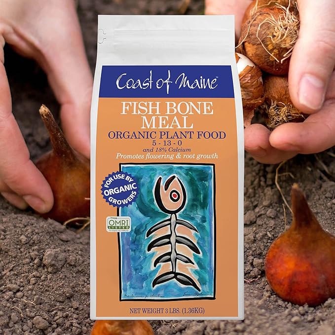 Coast of Maine 3lb (Pack of 6) Fish Bone Meal Organic Plant Food and Calcium OMRI Listed - Promotes Flowering and Root Growth