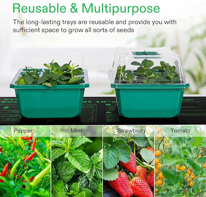 VIVOSUN 6-Pack Seed Starter Trays and T5 Linear Grow Lights 5000K Full Spectrum LED Grow Lights for Indoor Plants SGS Compatible 15W/Bar 2ft 4-Pack