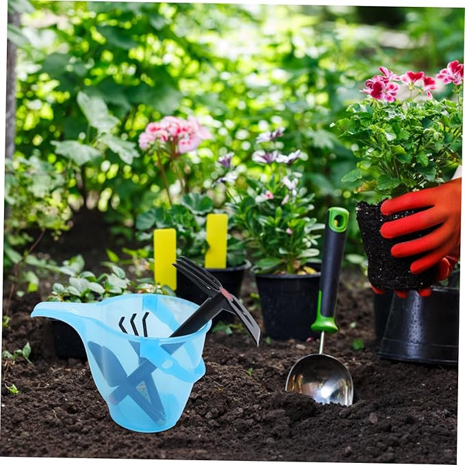 Garden Tool Set for Lightweight PP Plastic Gardening with Shovel Rake Hoe and Hand Fork Ergonomic Design for Outdoor Beach and Travel Use
