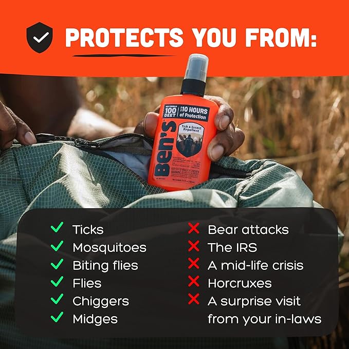 Ben's 100 Tick &amp Insect Repellent - Alcohol-Free DEET Insect Repellent Pump Spray - Offers 10 Hours of Protection for Adults &amp Children -3.4 Fl Oz (2 Pack)
