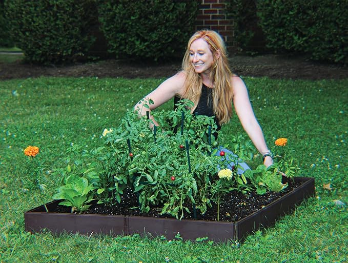 Emsco Group Raised Bed Garden Bed Boards - 4' x 4' - Brown