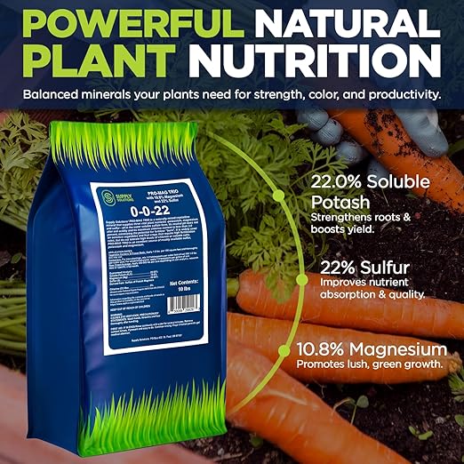 Supply Solutions | 0-0-22 Pro-Mag Trio - High Potassium Magnesium &amp Sulfur Fertilizer for Lawns Turf Palm &amp Fruit Trees - Water-Soluble Plant Food for Stronger Growth &amp Higher Yields (1