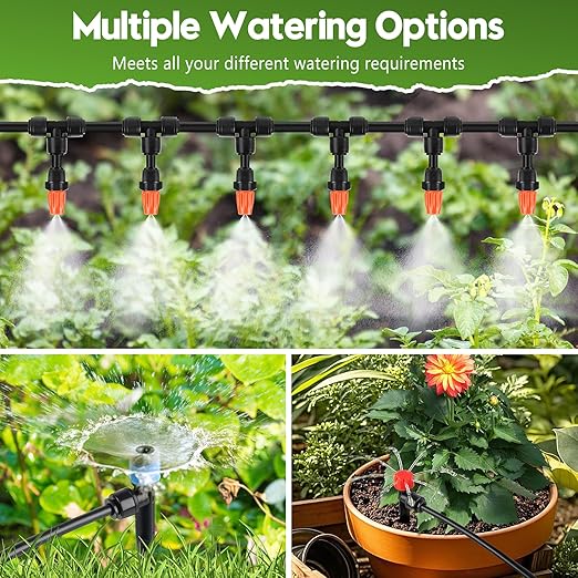 240FT Drip Irrigation System for Garden 2026 Upgraded Quick-Connect Automatic Garden Watering System with 1/2 &amp 1/4 Tubing and Adjustable Nozzle Emitters for Greenhouse Yard Lawn Raised Bed