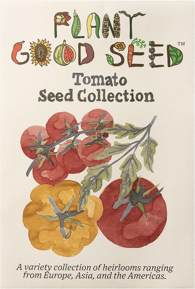 Plant Good Seed Organic Tomato Seed Collection - 7 Packets Black Prince Black Cherry Brandywine Czech Bush Sweet Red Datterino Tomato Siskiyou Orange Sweet Yellow Datterino - Seeds for Planting