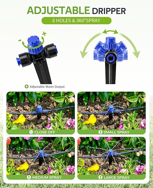 HIRALIY 50FT Automatic Drip Irrigation Kits with Garden Timer Garden Watering System for Patio Lawn Quick Connector Design Irrigation System Kit with Easy Programmable Water Timer