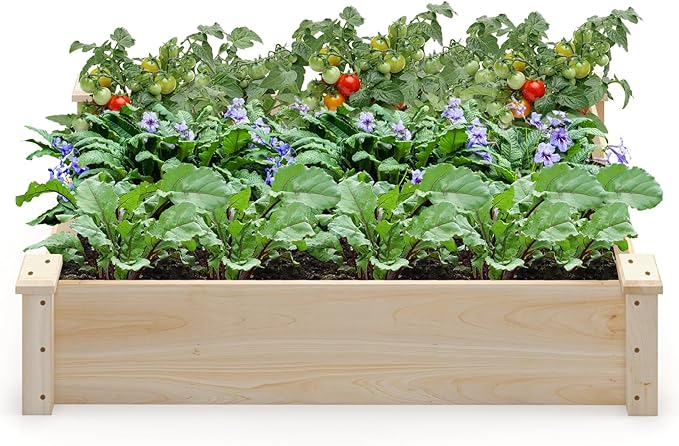 Raised Garden Beds Outdoor Wooden Raised Garden Bed Rectangular Planter Box Flower Bed Raised Bed for Gardening Vegetable &amp Herb
