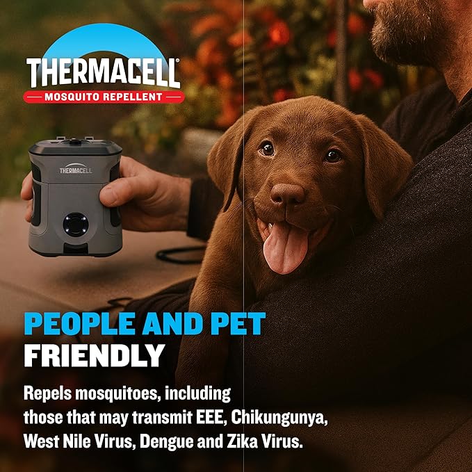 Thermacell Mosquito Repellent Rechargeable Adventure EX-Series EX90 Patio Shield with 9-Hour Battery Includes 12-Hour Refill Rubber Armor &amp Carabiner Scent Free Bug Spray Alternative