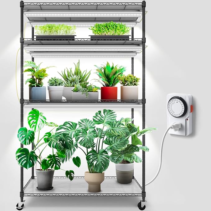 Barrina Vertical Grow Light T10 42W 5000K and CX5 Plant Stand with Grow Lights