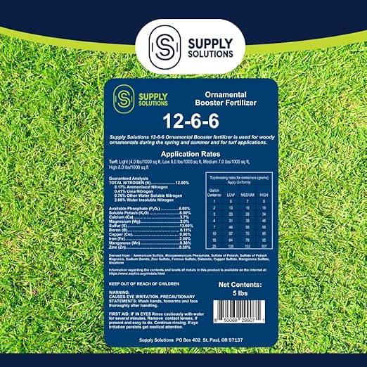 Supply Solutions 12-6-6 Ornamental Booster Fertilizer - Plant Food Topdress on Foliage Nurseries and Landscapes - Controlled Release NPK Plant Fertilizer with Macro and Micro Nutrients (25lbs)