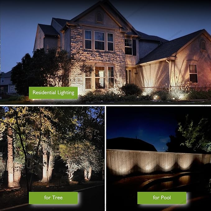 Outdoor Spotlight Cool White 6000K 10W LED Spot Lights Outdoor for Yard Garden Tree 120V Plug in Landscape Lighting with IP65 Waterproof for Halloween Christmas Decor 4 Pack