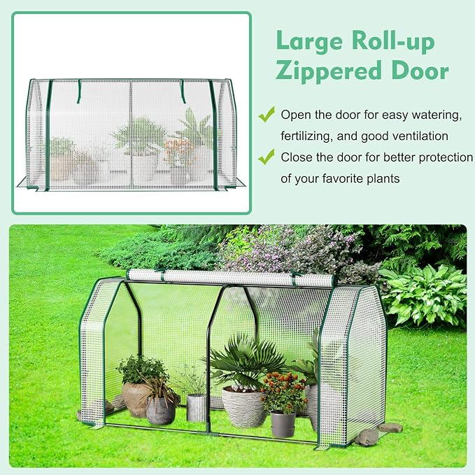 S AFSTAR Raised Garden Bed with Greenhouse Cover Elevated Wooden Planter Box 47”L x 24”W x 30”H Outdoor Gardening Planting Bed for Vegetables Flowers &amp Herbs Grow Backyard Patio Lawn