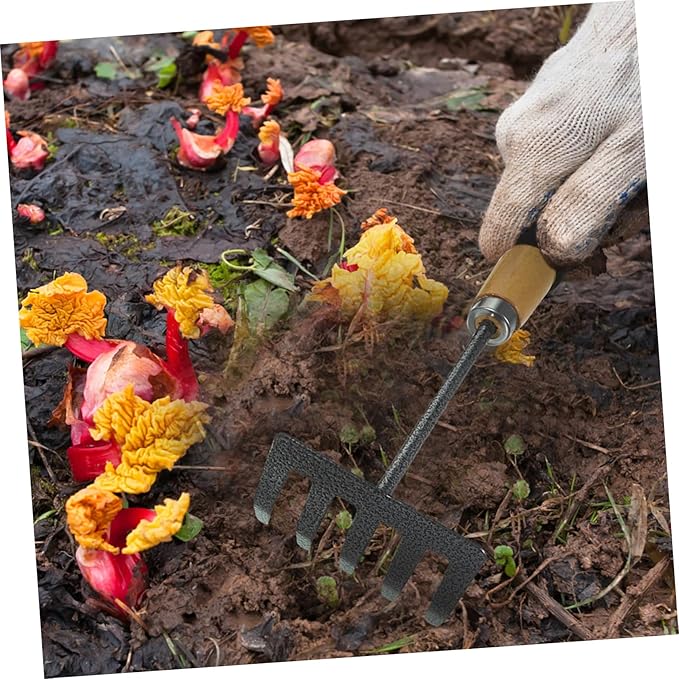 Mikikit 1 Set Garden Tool with Handle Durable Gardening Hand Tools for Efficient Soil Loosening and Weeding Portable Rake and Shovel for Garden Lovers