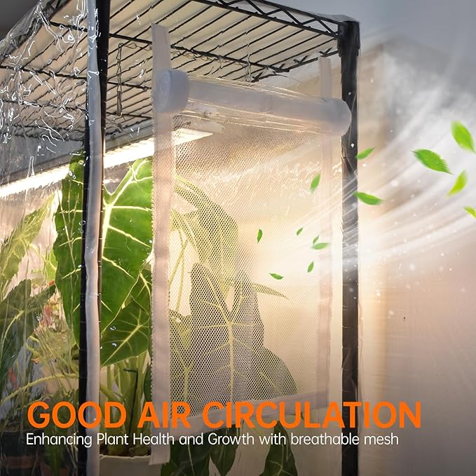 Bstrip Indoor Greenhouse with Grow Light DIY Plant Shelf with Cover 6 Tier Plant Stand 5 Pack 150W Full Spectrum Grow Lights with 3 Color Mode For Indoor Plants Seed Starting 29.5L×13.8W×71H