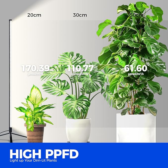 Barrina Vertical Grow Light T10 42W 5000K Full Spectrum LED Plant Light for IndoorStanding Wide Coverage 4FT Height with On/Off Switch and Tripod Floor Stand
