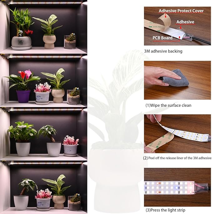 16.4FT LED Plant Grow Light 2100LEDs Full Spectrum Grow Lamp with High PPFD 24V 120W Cuttable Plants Growing Light Strip Flexible Self Adhesive for Seedlings Veg Flower